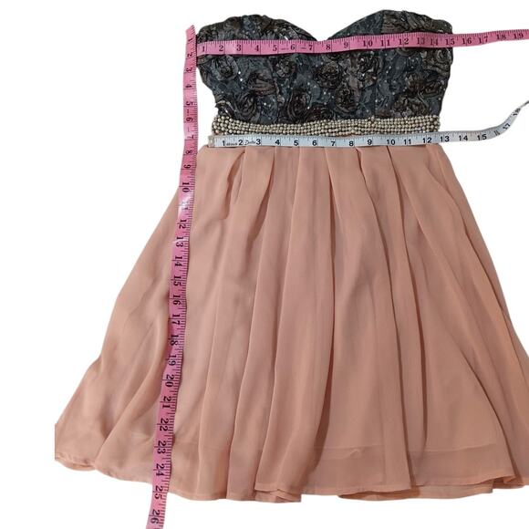 Y2K Dress 3/XS Prom‎ Cocktail Party Fairy Princess Coquette Beaded Pastel Pink - Picture 4 of 14